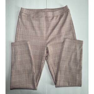 Halara Plaid Pants Women Large Pink Stretch Pull On Straight Leg Work Casual